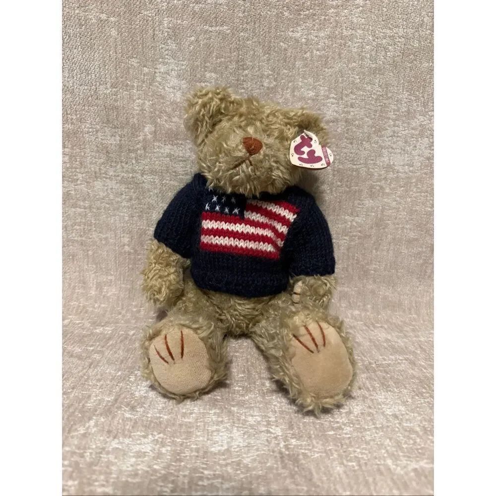 Vtg TY Attic Treasure Kids Grant the Bear 1993 Collectible Plushie Toy Tan OS